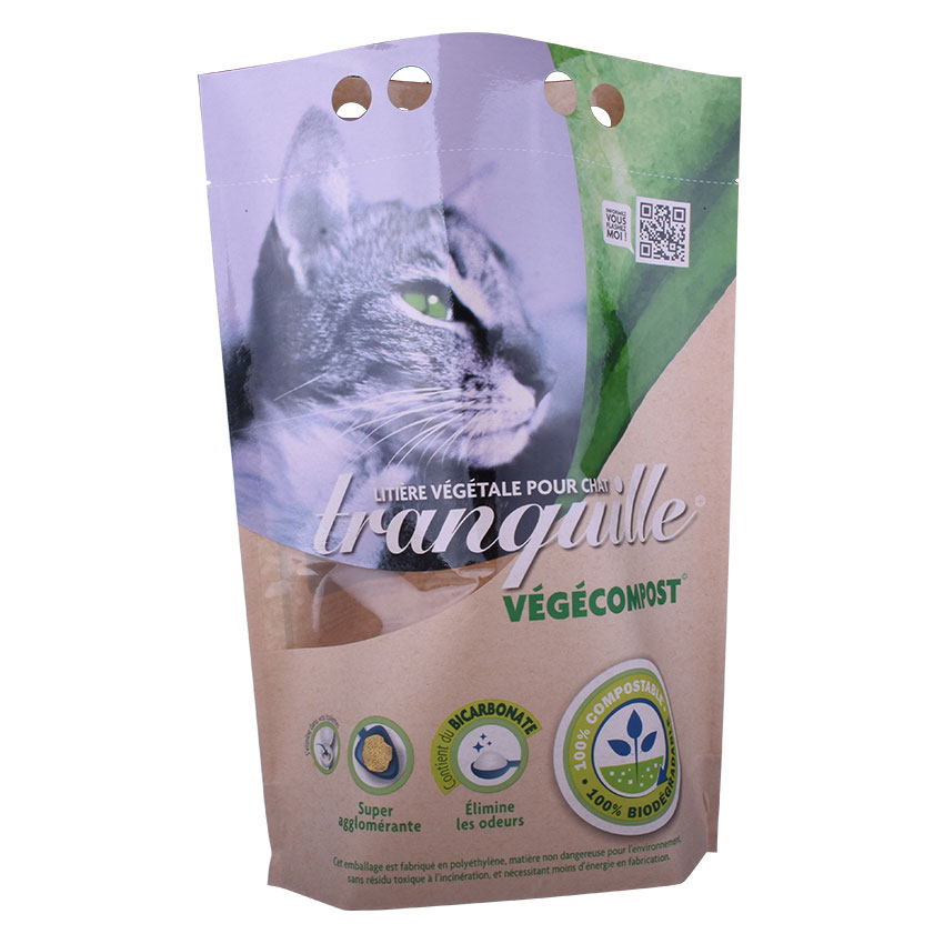 Zertifizierte kompostierbare biologisch abbaubare Katzenfutterbeutel mit doppeltem Aufhängeloch Großhandel in Kanada